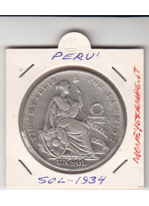 PERU' 1 Sol Argento PERU' 1 Sol argento Stemma Nazionale - Seated Liberty 1934
